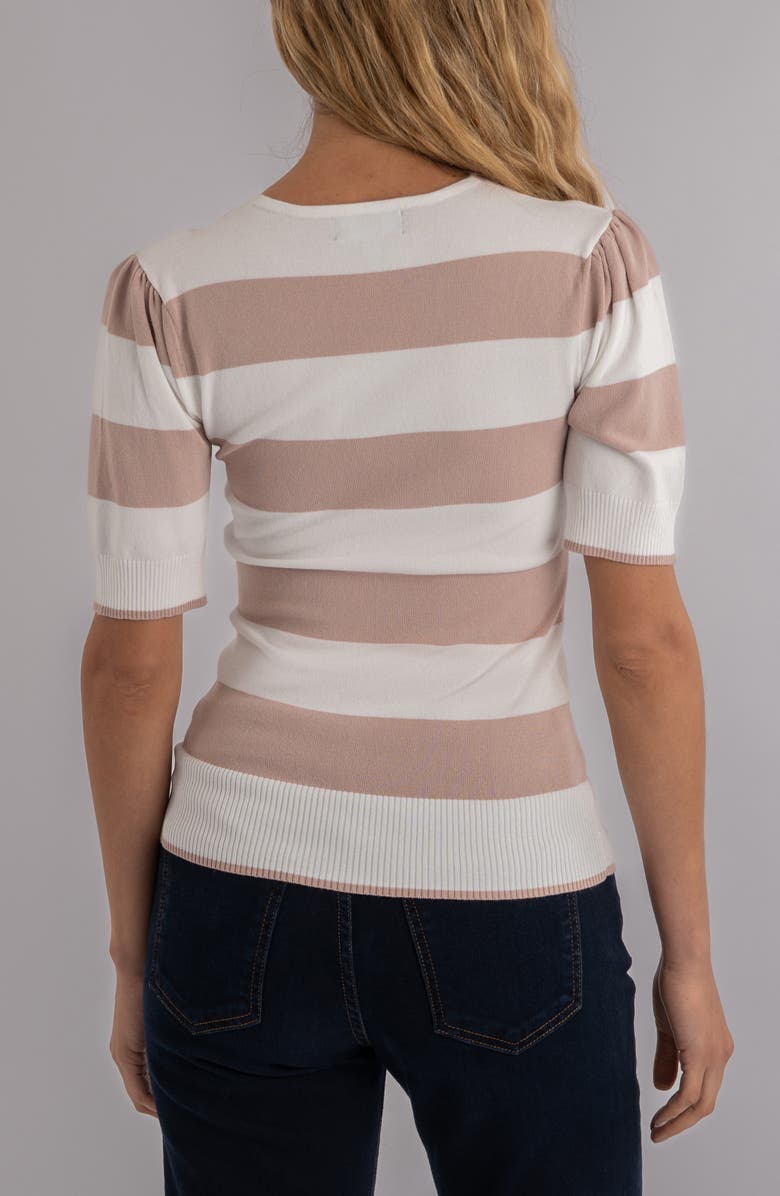 KUT from the Kloth Yona Stripe Puff Sleeve Sweater, Alternate, color, White/ Blush