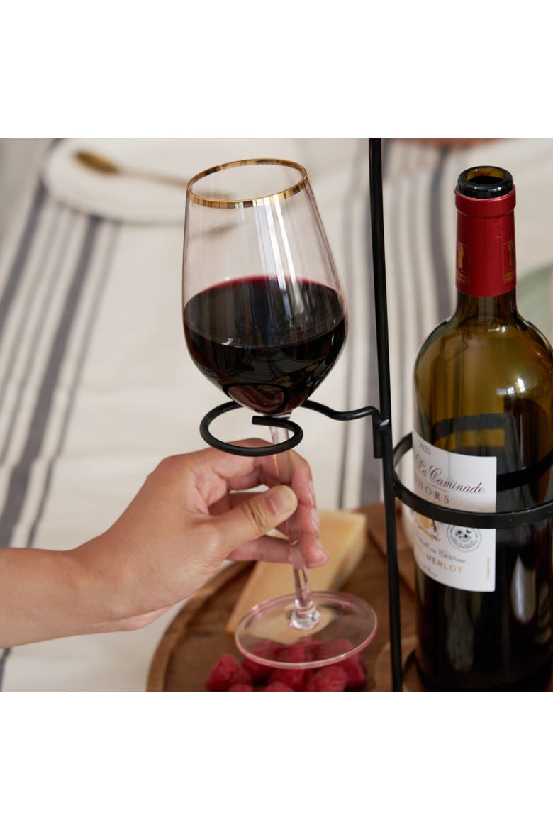 Wine and Cheese Caddy, Alternate, color, Brown