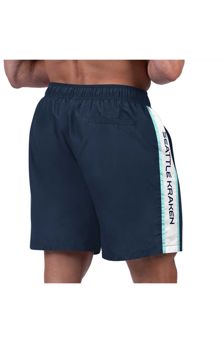 G-III SPORTS BY CARL BANKS Men's G-III Sports by Carl Banks Deep Sea Blue Seattle Kraken Streamline Volley Swim Trunks, Alternate, color, Navy