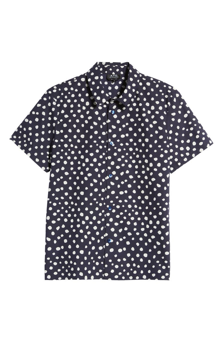 A.P.C. Leandre Dot Print Short Sleeve Button-Up Shirt, Alternate, color,