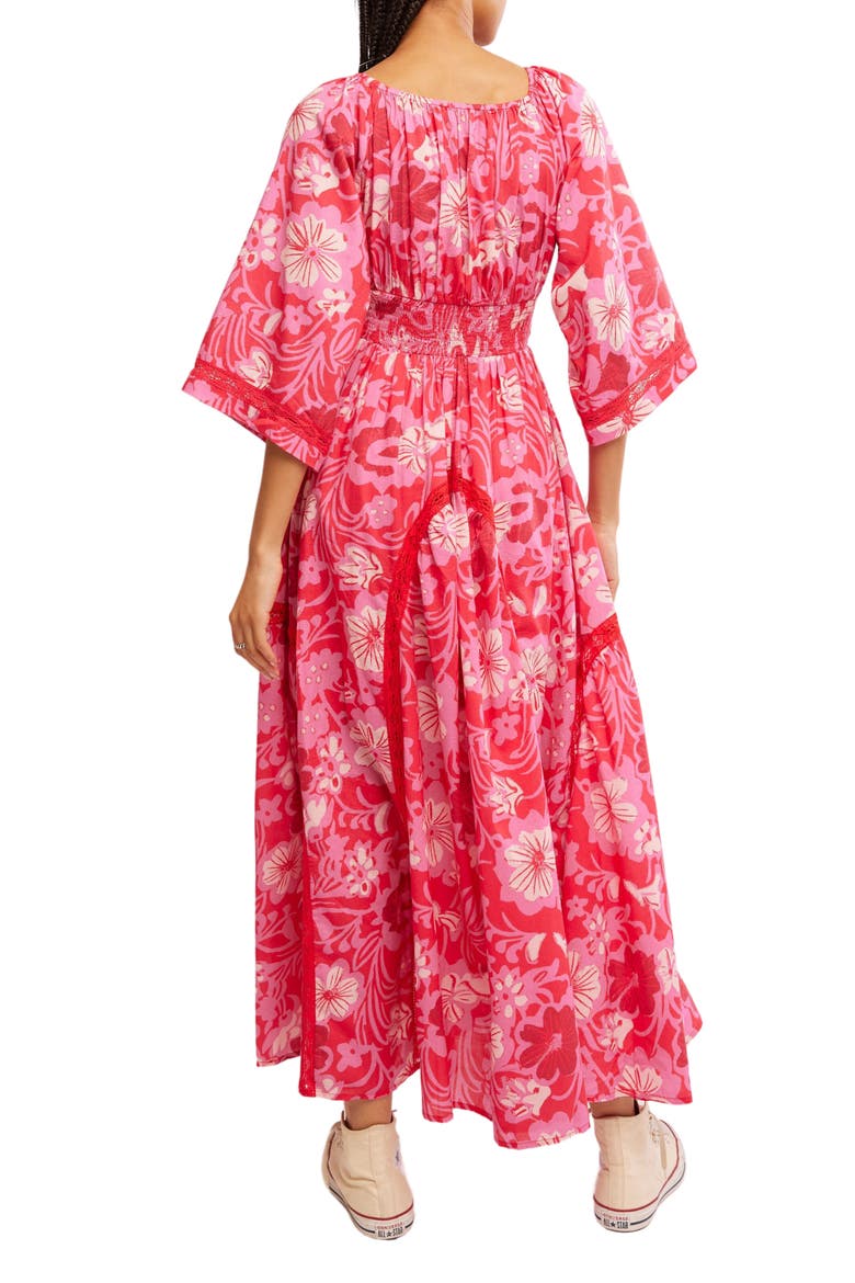 Printed Smocked Waist Maxi Dress, Alternate, color, RUBY COMBO