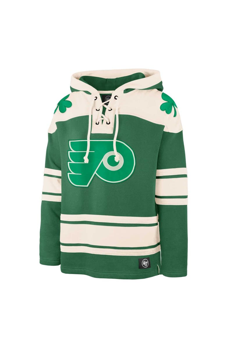 '47 Men's '47 Kelly Green Philadelphia Flyers St. Patrick's Day Superior Lacer Pullover Hoodie, Alternate, color, 