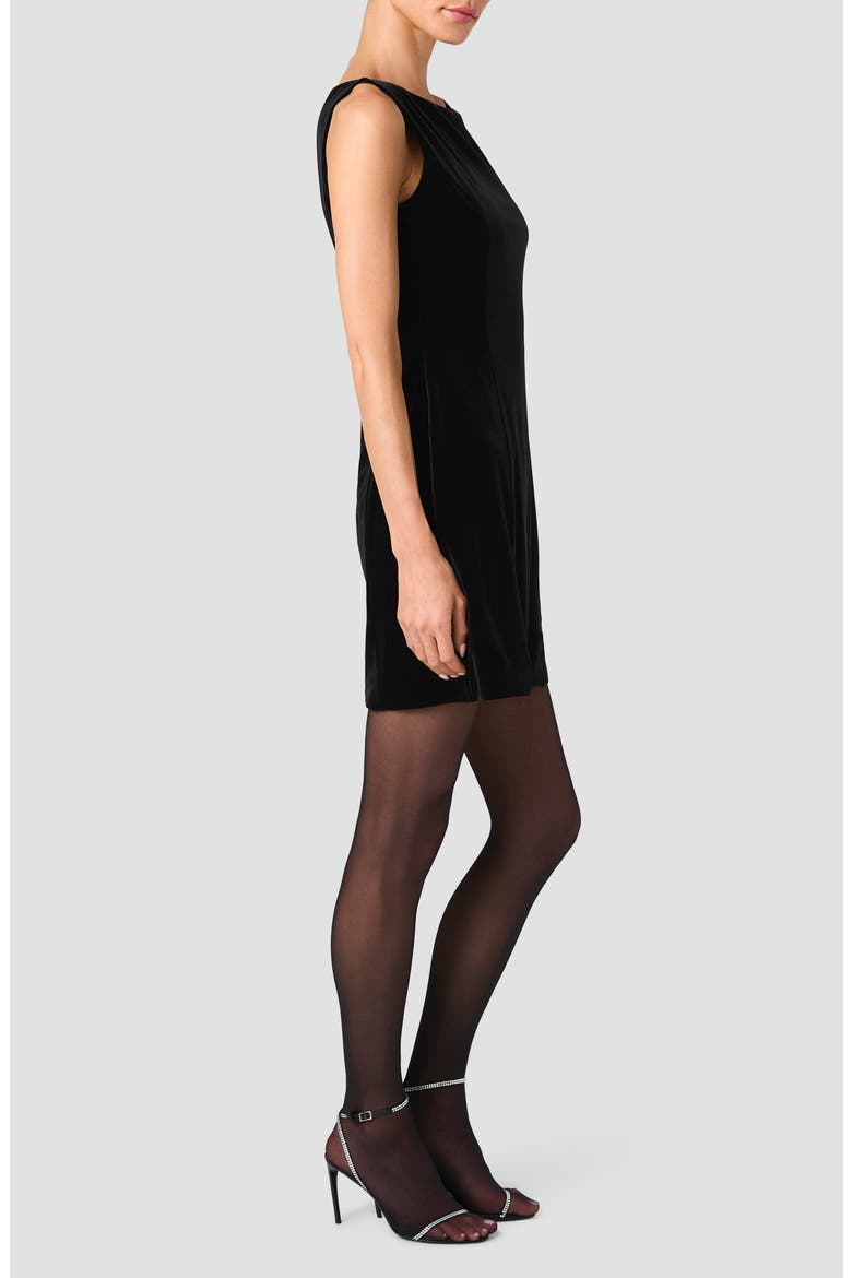 Caramia Stretch Velvet Minidress, Alternate, color, BLACK