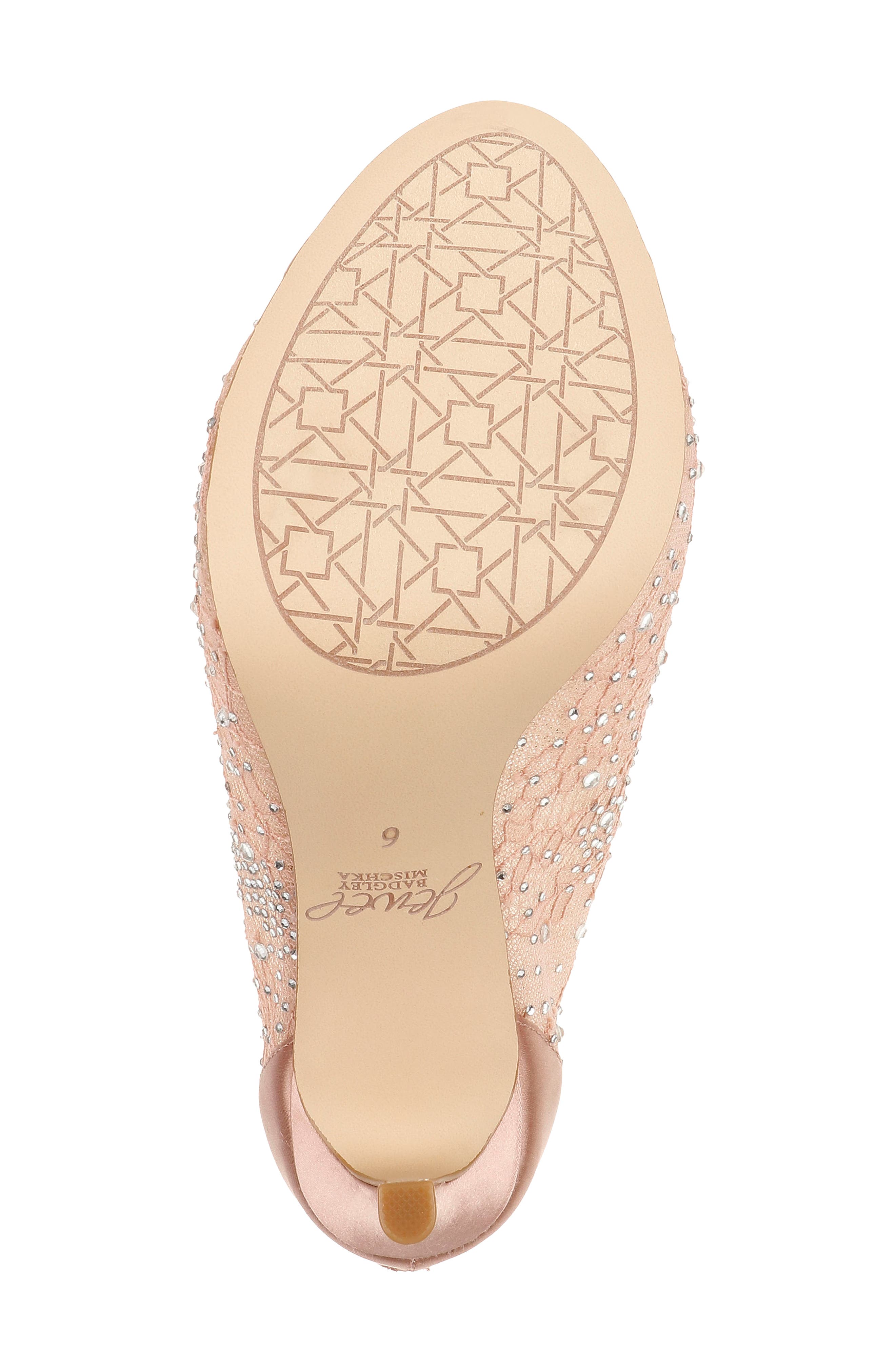 Jewel Badgley Mischka Jewel Crystal Embellished Lace Bootie, Alternate, color, Blush Lace