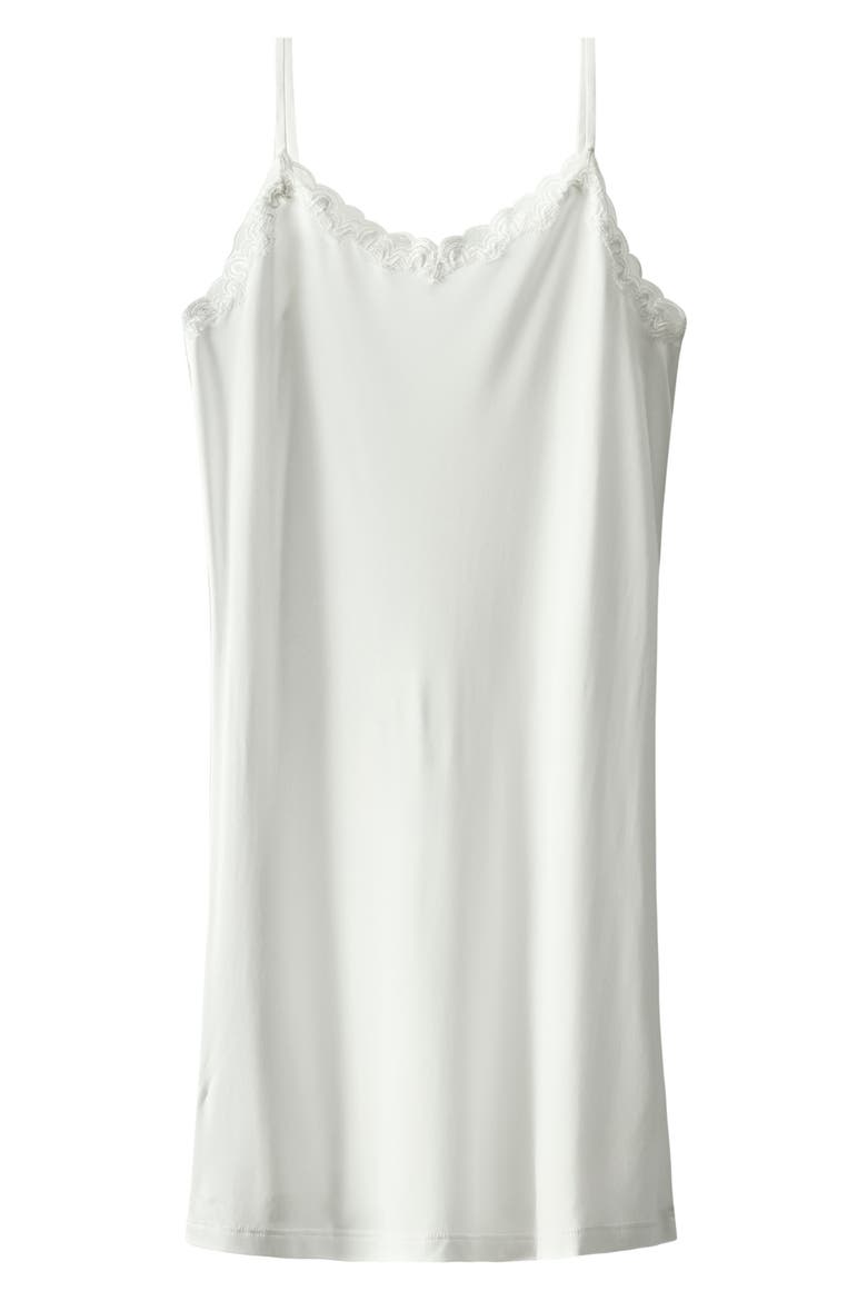 Lace Trim Nylon & Silk Slip, Alternate, color, WINTER WHITE