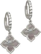 Adornia Floral Dangle Mother of Pearl Hoop Earrings