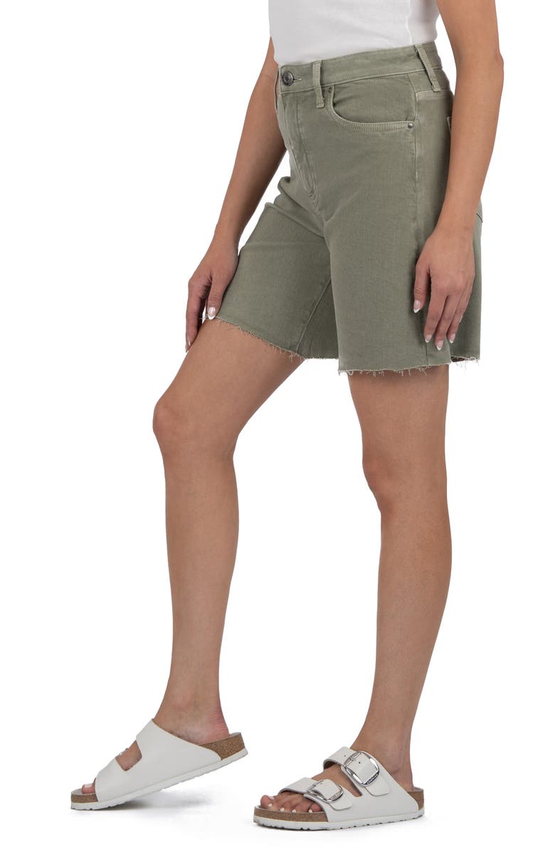 KUT from the Kloth Hailey Raw Hem Denim Bermuda Shorts, Alternate, color, Dk Sage