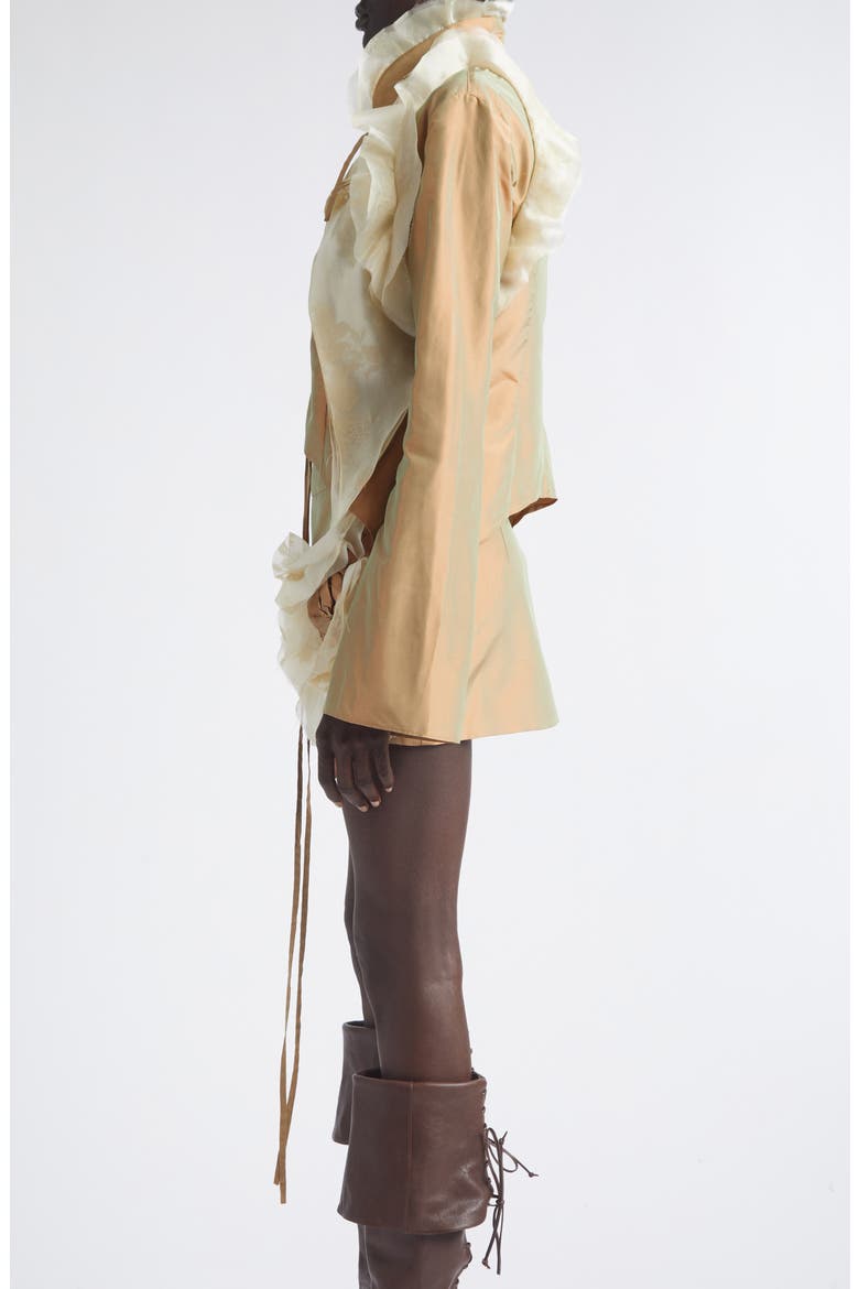 Larsen Crop Silk Lace-Up Top, Alternate, color, LIGHT BROWN