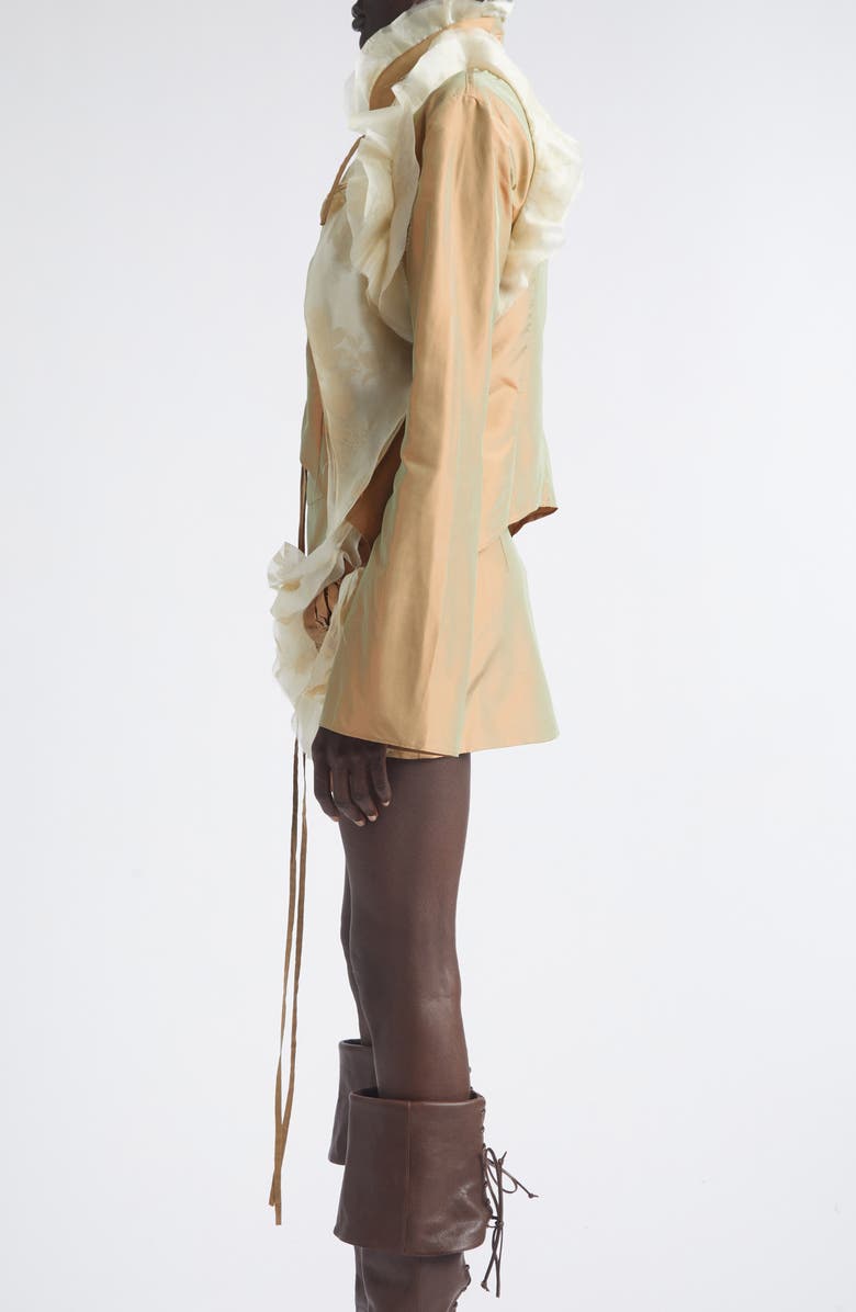 KIM SHUI Larsen Crop Silk Lace-Up Top, Alternate, color, Light Brown