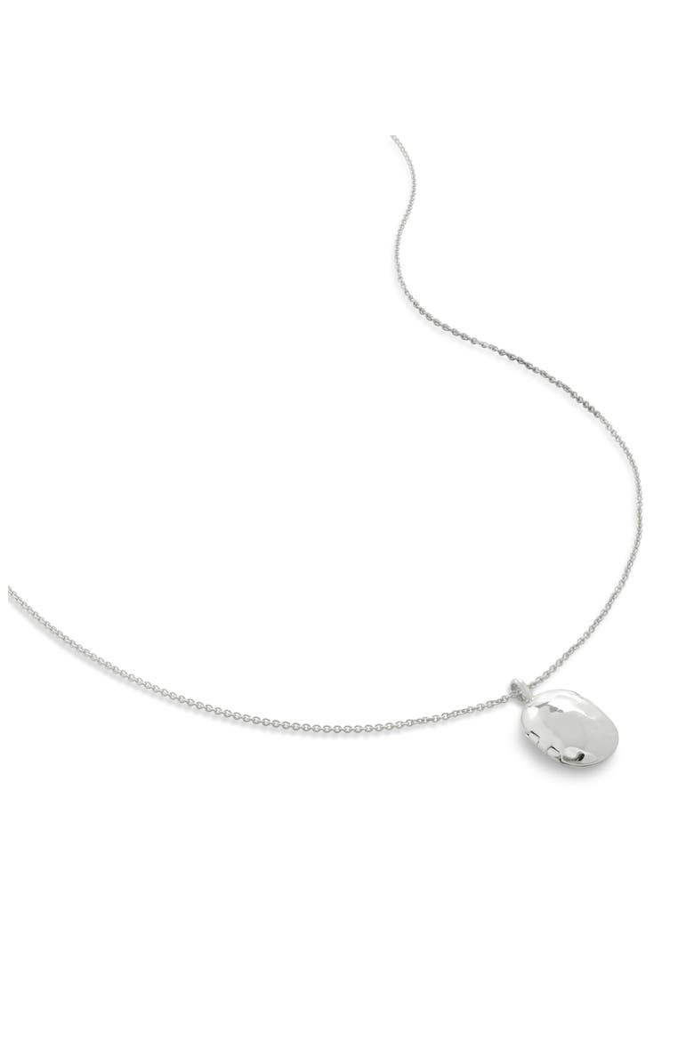 Mini ID Locket Necklace, Main, color, STERLING SILVER