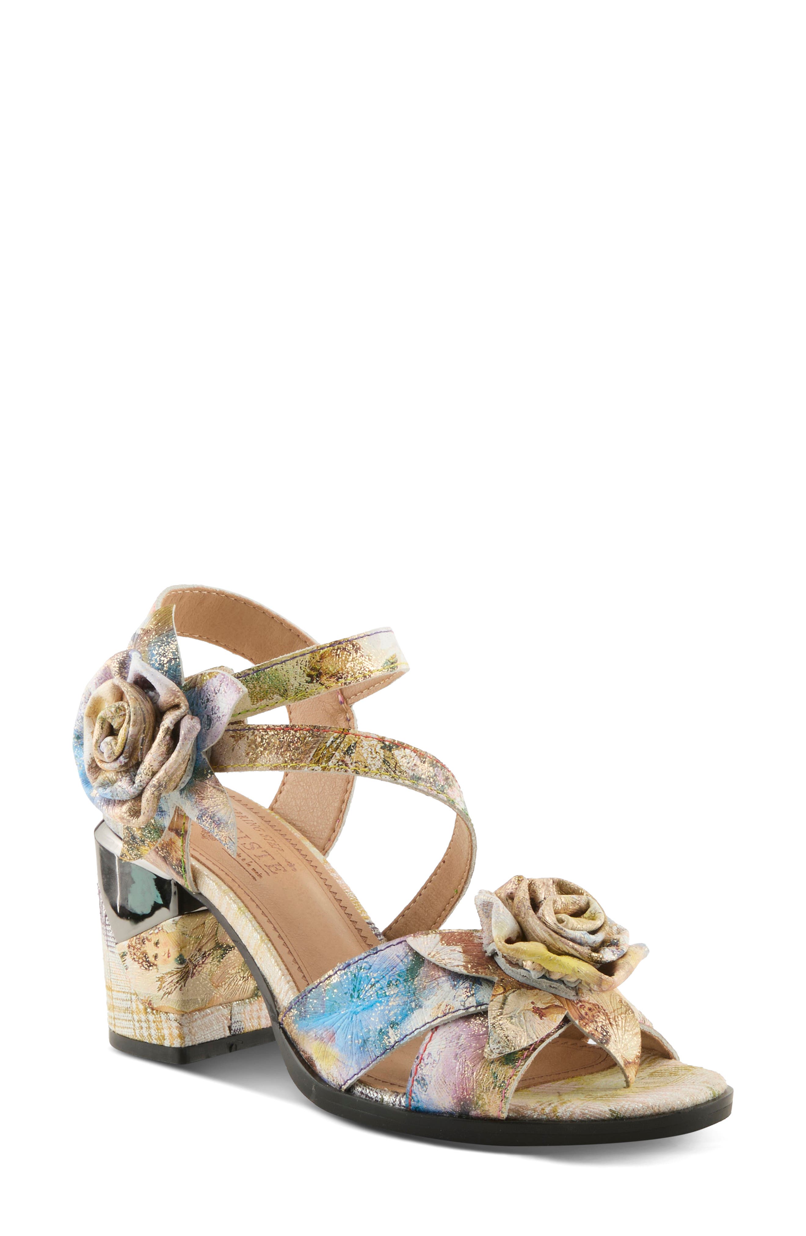 L'Artiste by Spring Step Flowerpower Sandal, Main, color, Yellow Multi
