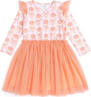 Sweet Wink Pumpkin Bow Trellis Long Sleeve Tutu Dress