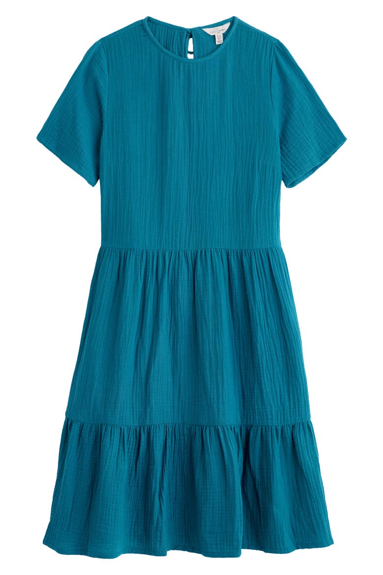 Pebble Comb Organic Cotton Double Gauze Dress, Alternate, color, WATERSCAPE