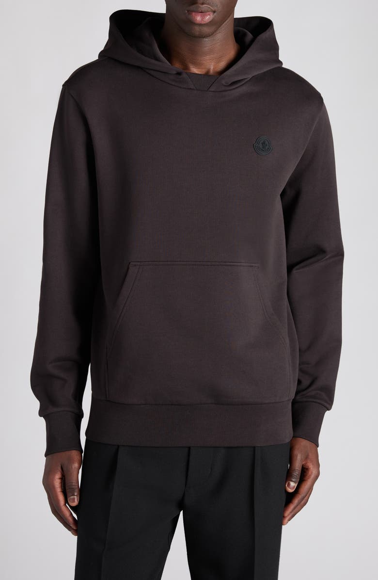 Moncler Logo Patch Hoodie, Main, color, Espresso