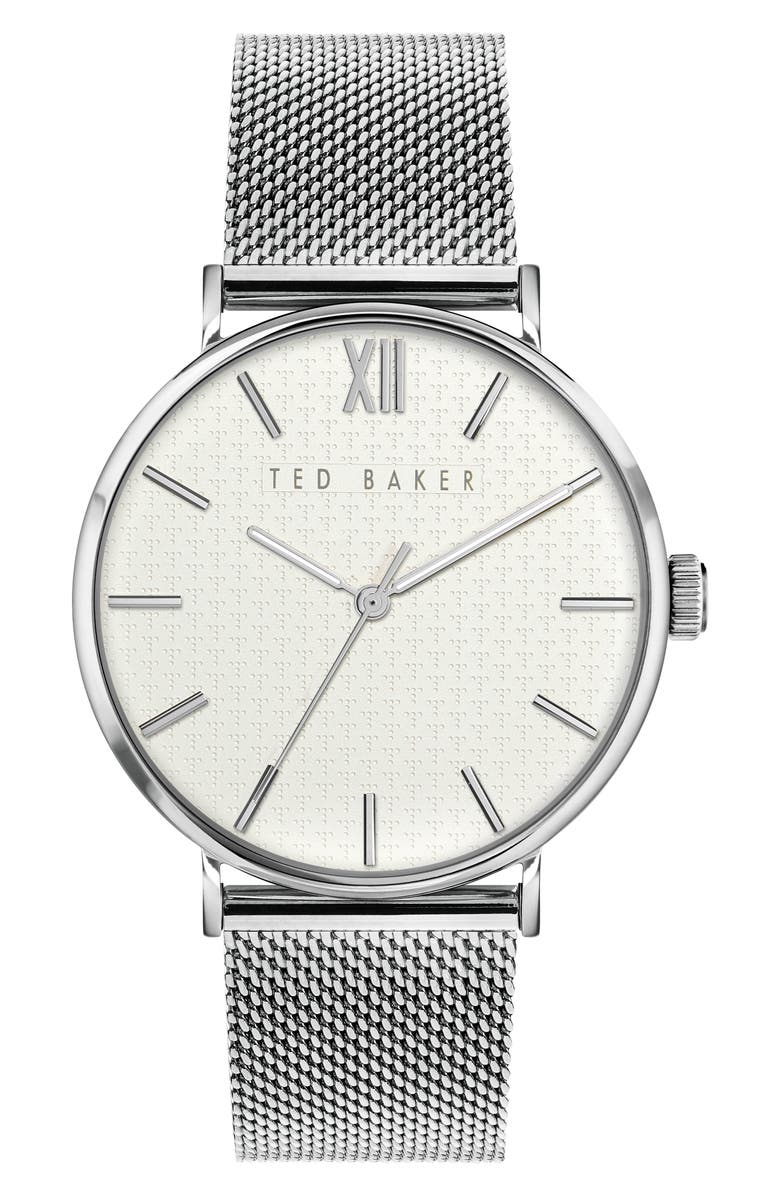 Ted Baker Phylipa Gents Mesh Strap Watch, 43mm, Main, color,