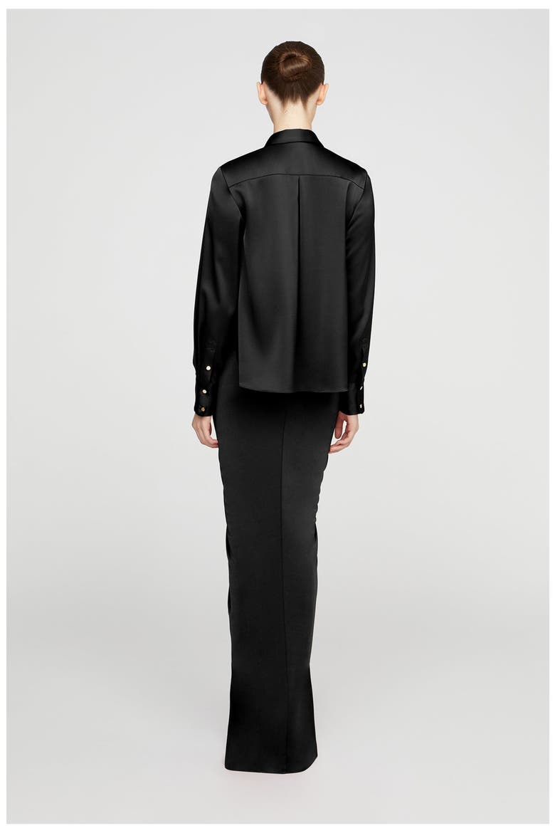Katrine Jersey And Satin Gown, Alternate, color, Black