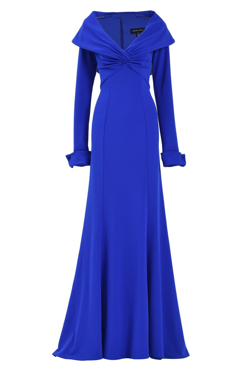 Tadashi Shoji Portrait Collar Long Sleeve Gown, Alternate, color, 