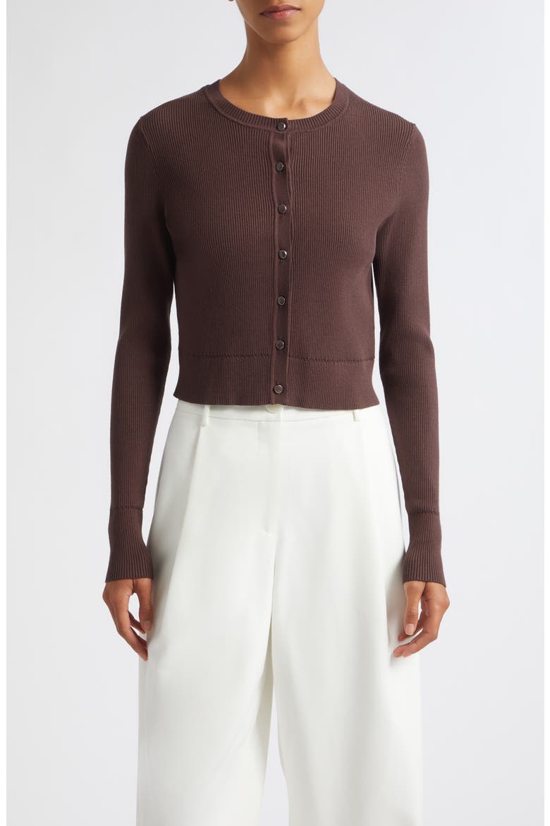 Zoe Cropped Cardigan, Main, color, ESPRESSO