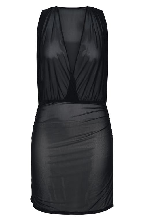 Sunshine 79 Maximal Sheer Mesh Cover-up Sundress In Black