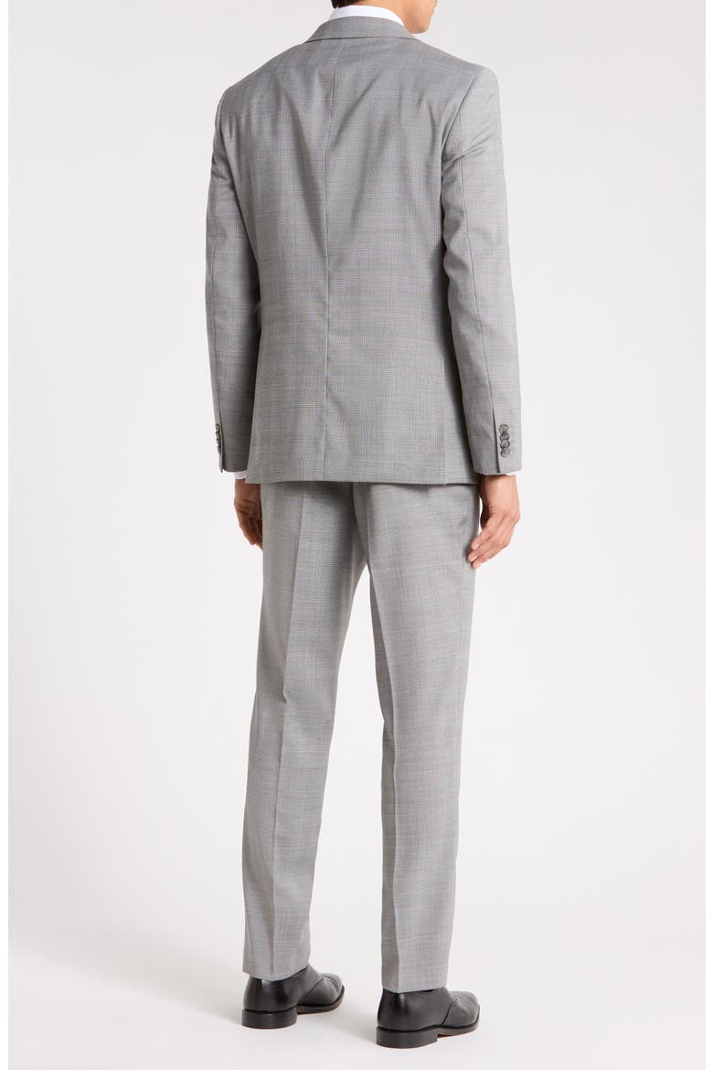 Two Button Notch Lapel Flap Pocket Suit, Alternate, color, GREY/ RED