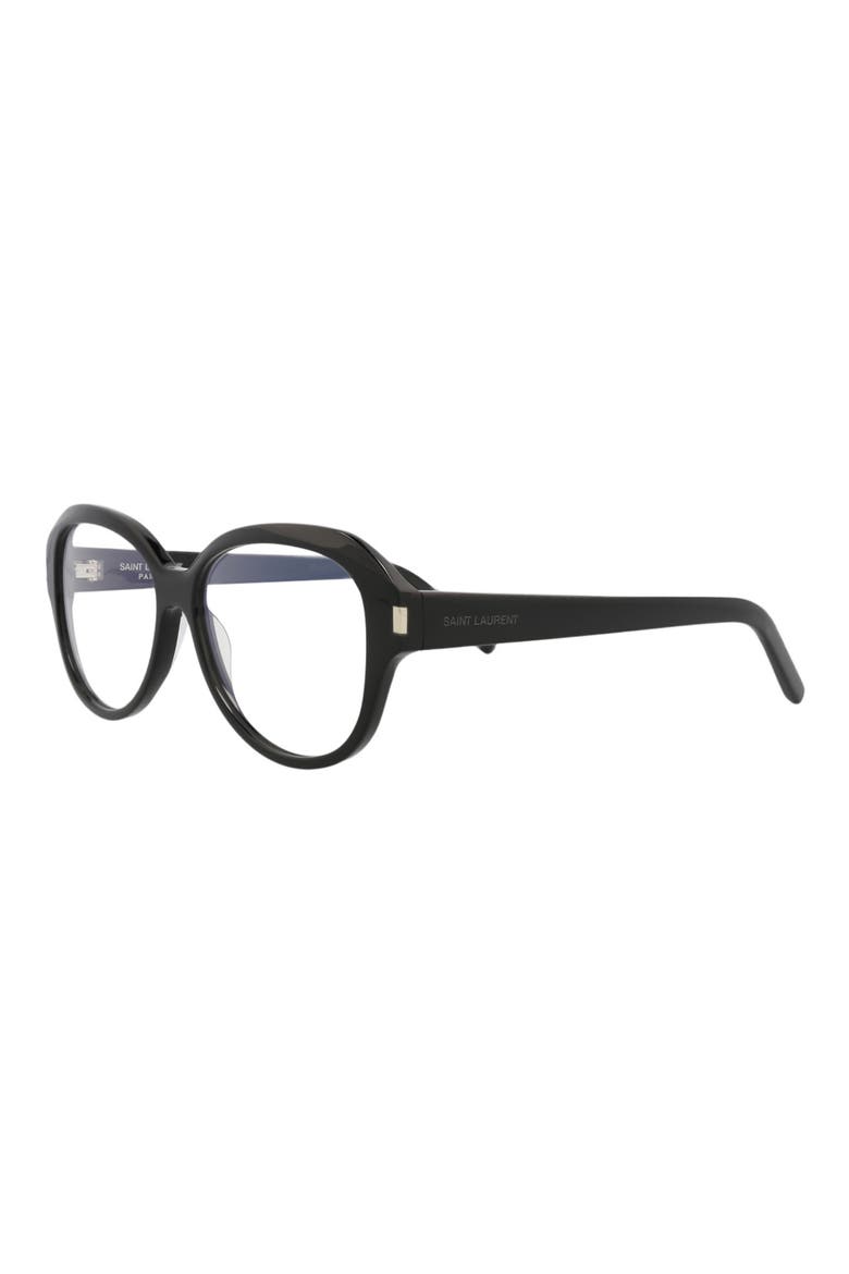 57mm Oval Optical Glasses, Alternate, color, BLACK BLACK TRANSPARENT