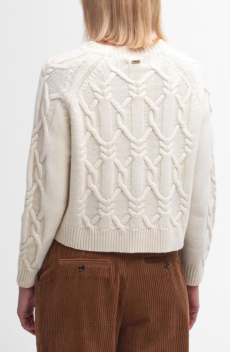 Barbour Lorelei Cable Wool Blend Cardigan, Alternate, color, Ecru Beige