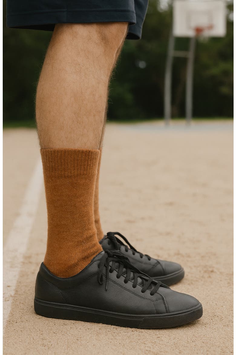 2-Pack Stripe Wool & Yak Blend Crew Socks, Alternate, color, CRIMSON/CAMEL HEATHER MUL2