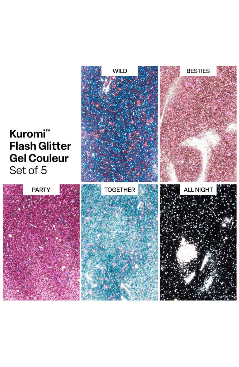 Aprés Nail Kuromi Naughty and Nice Flash Glitter Gel Couleur (Set of 5), 10ml, Alternate, color,