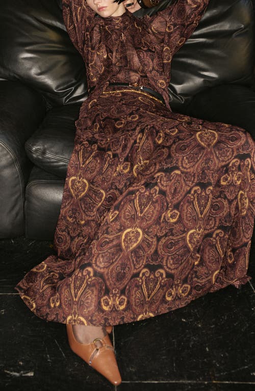 Mango Milano Print Maxi Skirt In Brown