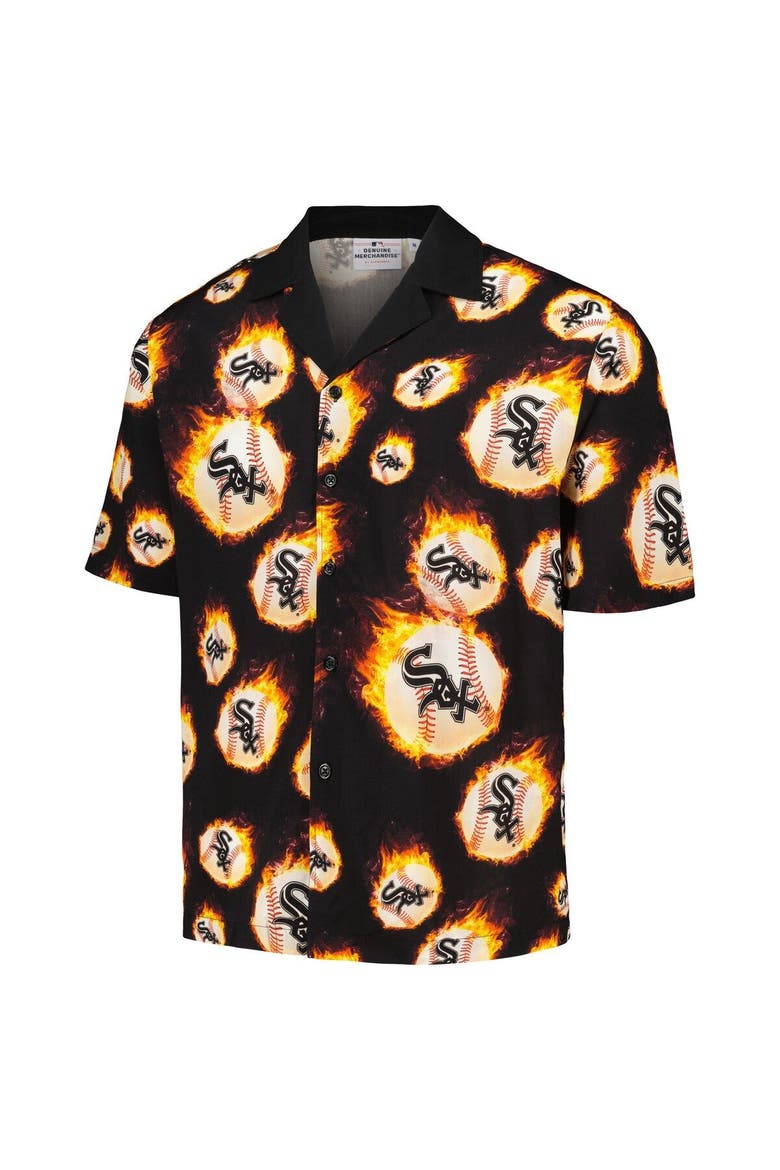 Men's PLEASURES  Black Chicago White Sox Flame Fireball Button-Up Shirt, Alternate, color, Black