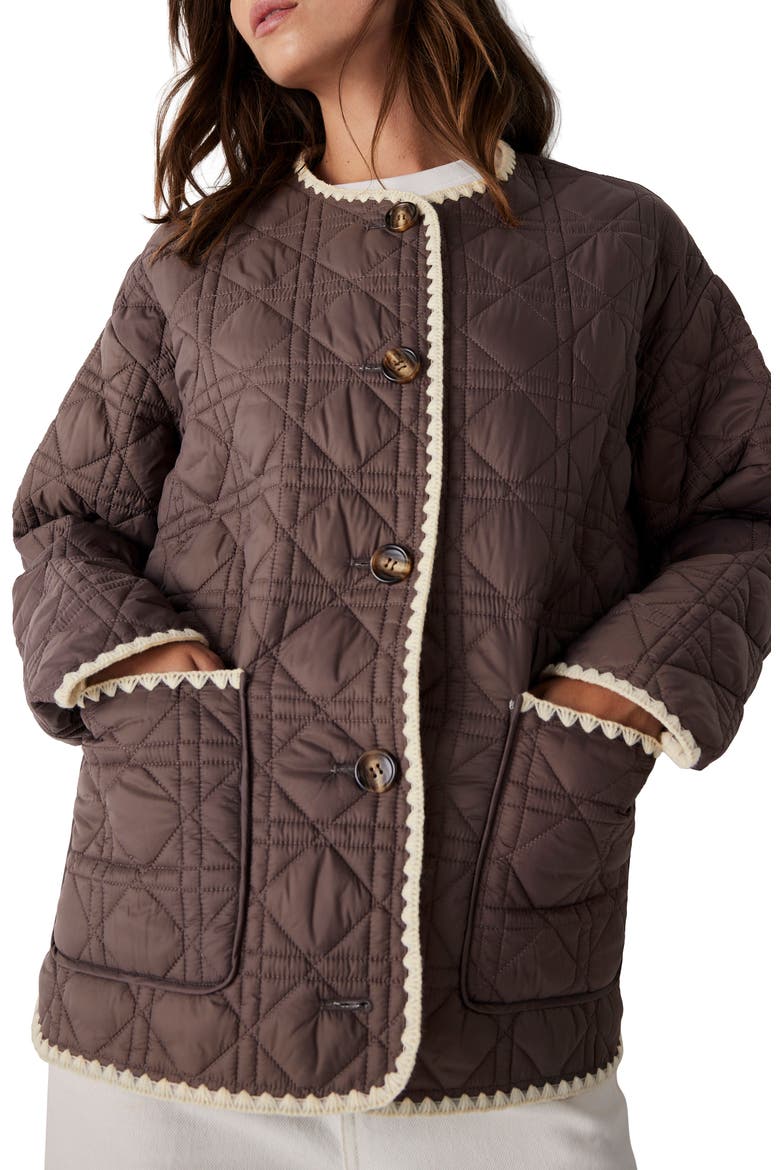 Reversible Quilted Jacket, Alternate, color, Brown
