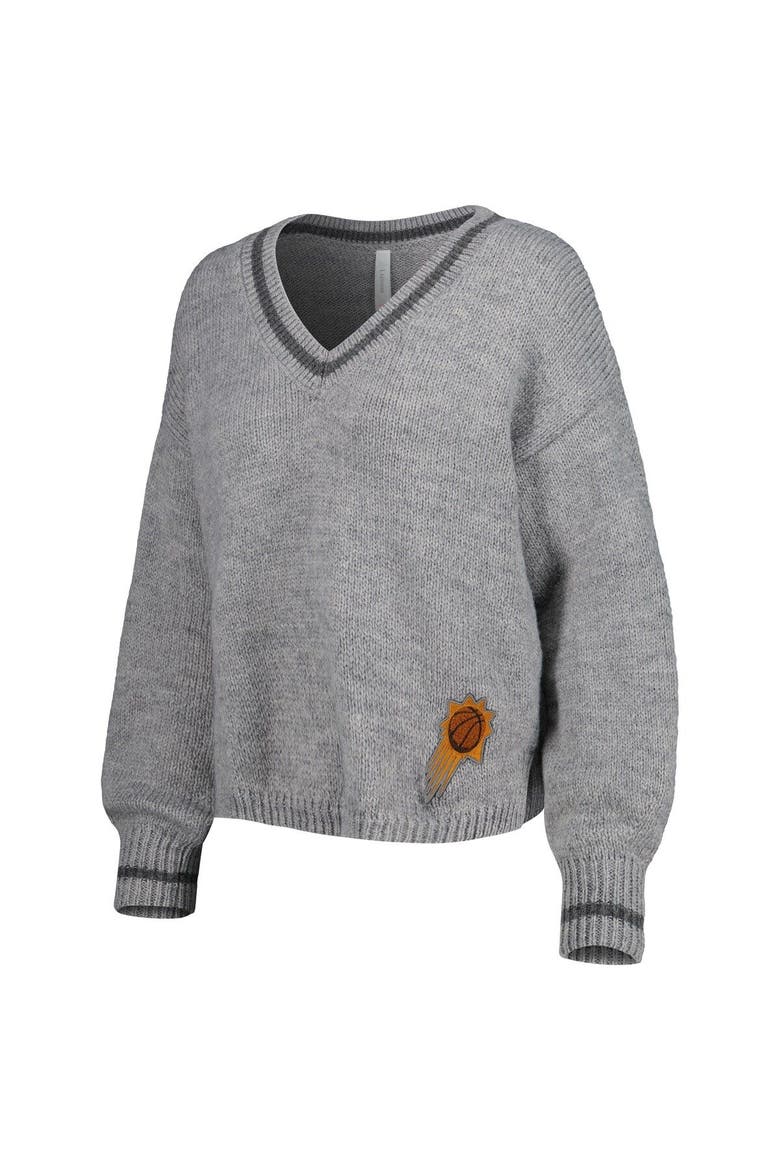 Women's Lusso Gray Phoenix Suns Scarletts Lantern Sleeve Tri-Blend V-Neck Pullover Sweater, Alternate, color, Gray