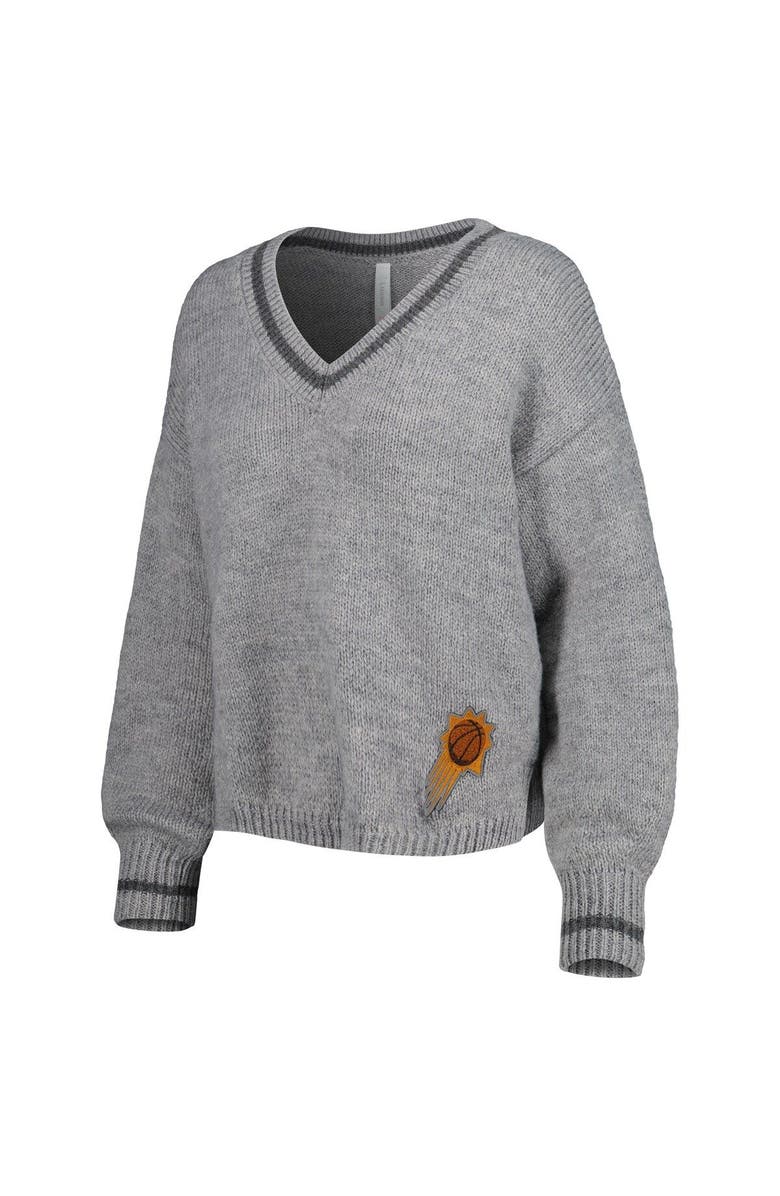 LUSSO Women's Lusso Gray Phoenix Suns Scarletts Lantern Sleeve Tri-Blend V-Neck Pullover Sweater, Alternate, color, Gray