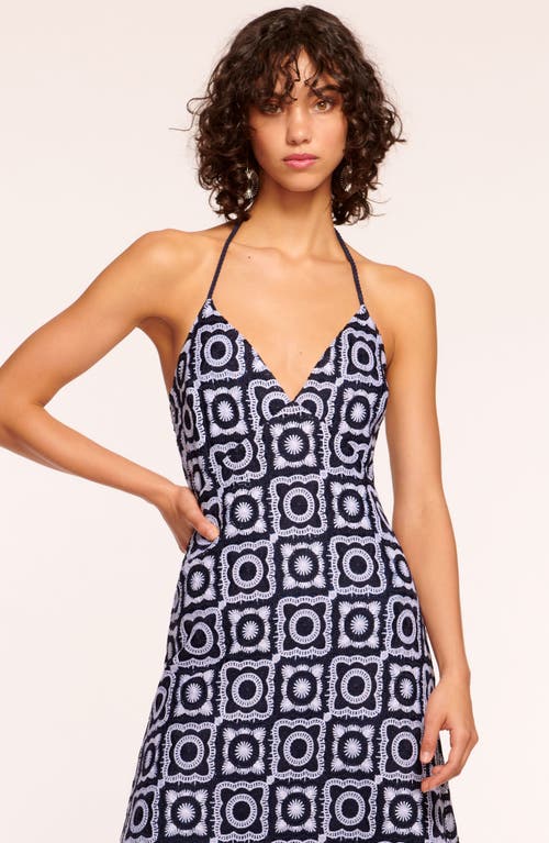 Ramy Brook Rebecca Halter Midi Dress In Spring Navy Crochet