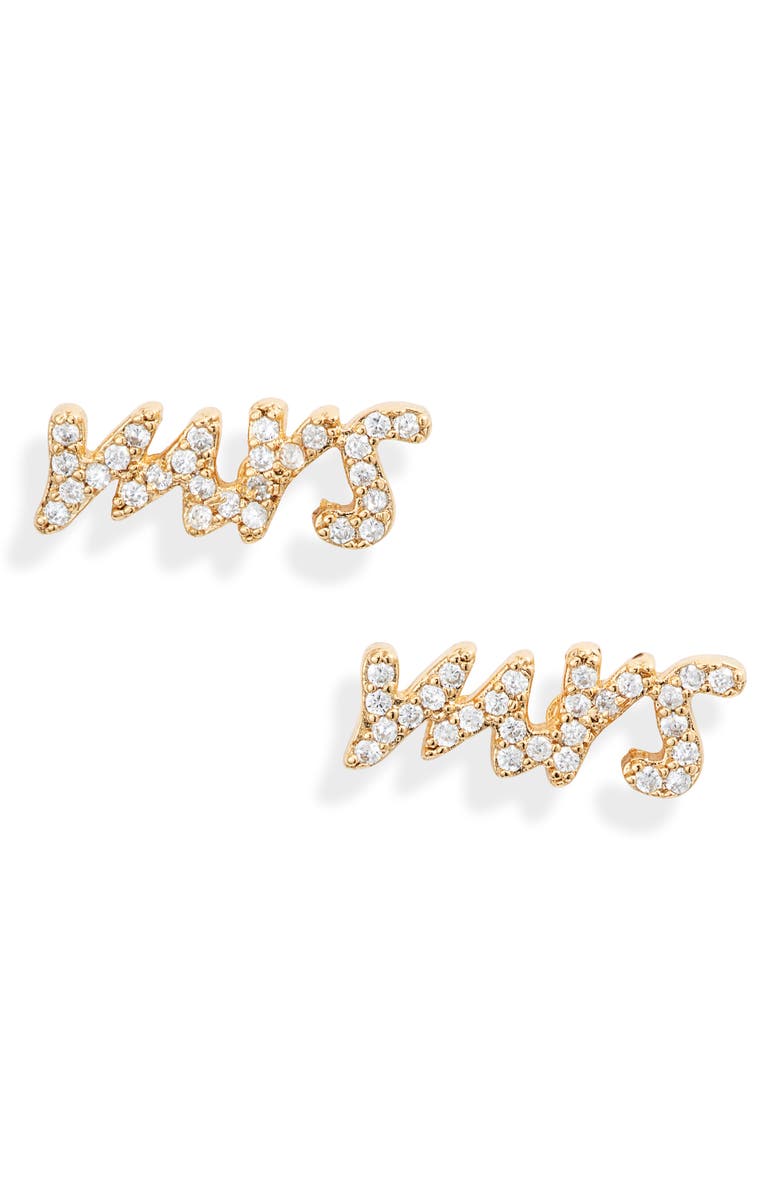Kate Spade New York pavé mrs. stud earrings, Main, color,