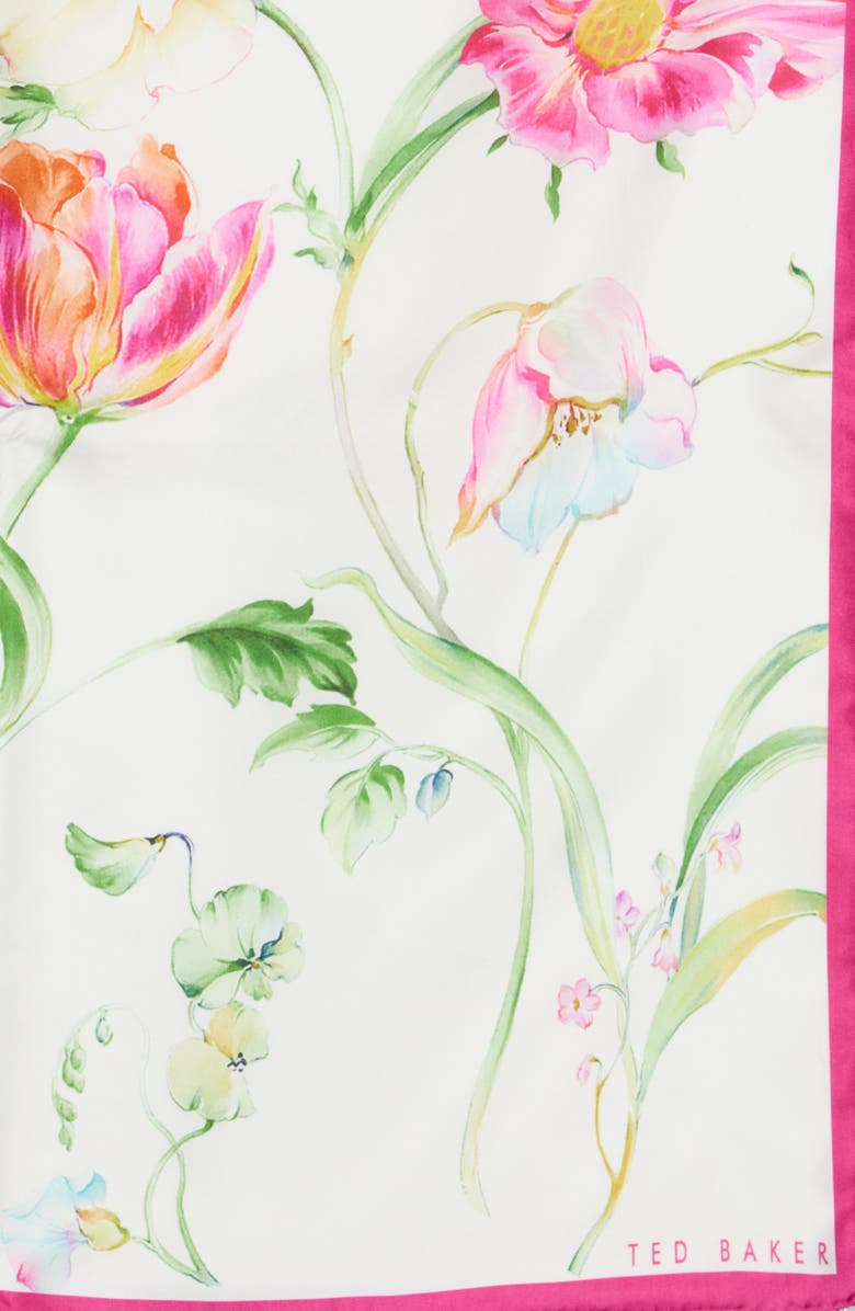 Ted Baker London Floral Silk Twill Square Scarf, Alternate, color, Pink
