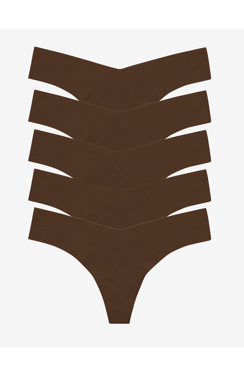 Commando Classic Solid Thong 5-Pack, Alternate, color, Caramel