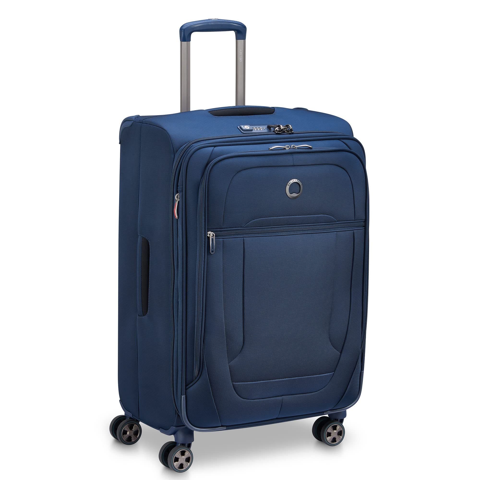 Delsey Paris Helium DLX 3-Piece Set (20/25/29) Softside Expandable Luggage with Spinner Wheels, Alternate, color, Navy Blue