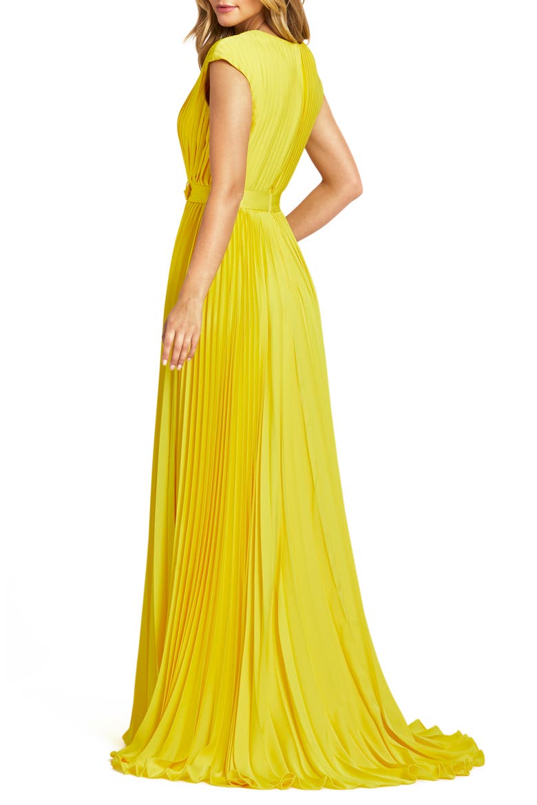 Plunge Pleat Gown, Alternate, color, LEMON