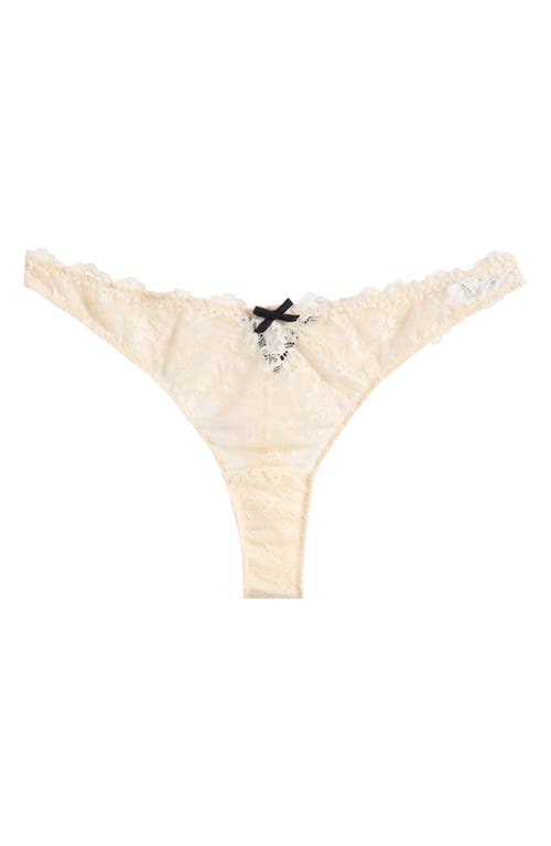 Fleur Du Mal Bianca Lace Thong In Linen Beige