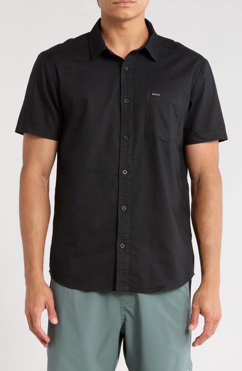 Douglas Solid Short Sleeve Cotton Button-Up Shirt
