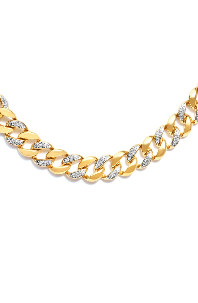 Haus of Brilliance 14K Yellow Gold Plated Silver 1.0 Cttw Diamond Cuban Link Necklace, Alternate, color, Yellow Gold Over Silver