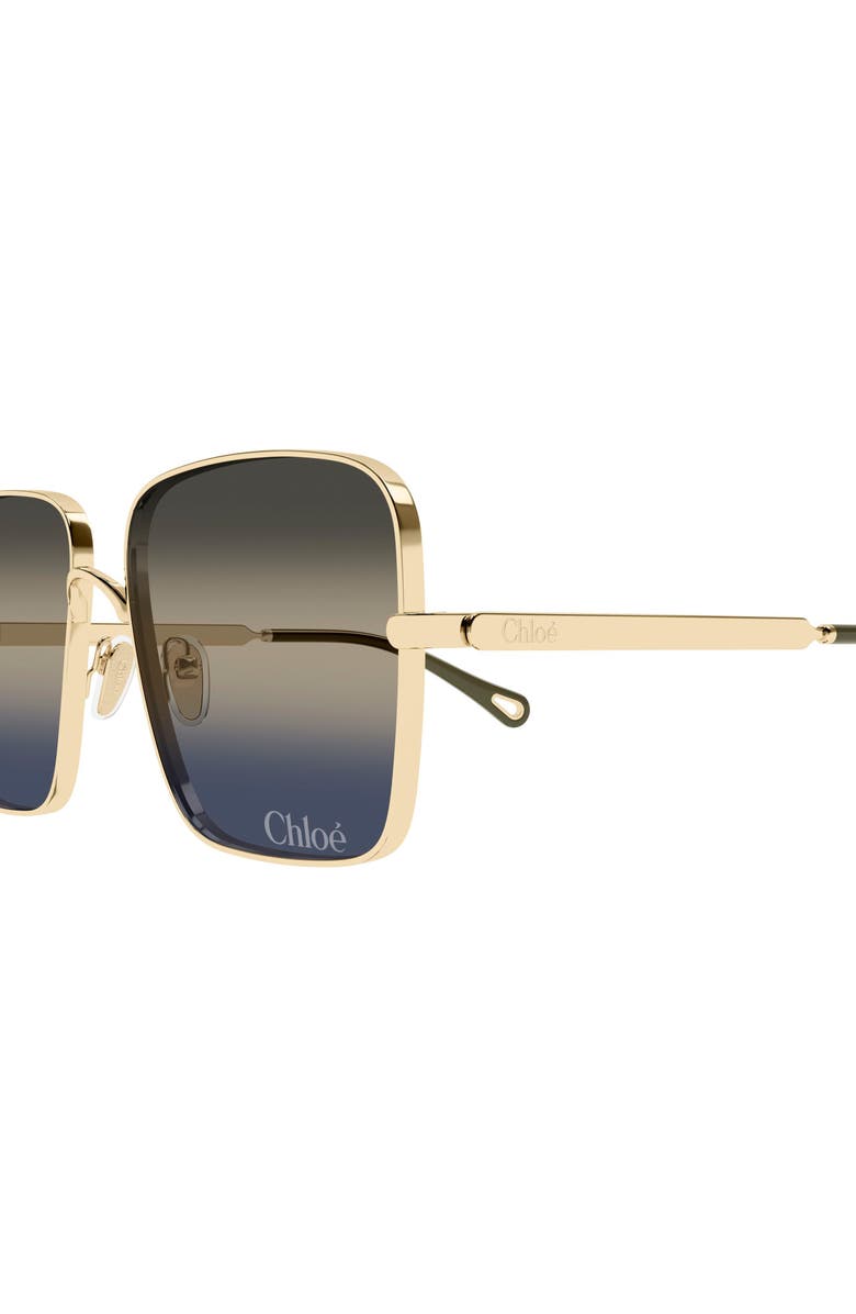 Chloé 61mm Gradient Square Sunglasses, Alternate, color, Gold