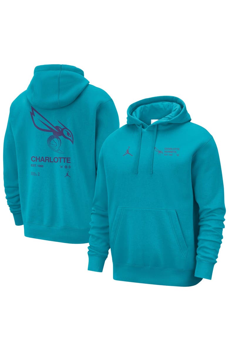 Jordan Brand Men's Jordan Brand Teal Charlotte Hornets Courtside Club Pullover Hoodie, Main, color, Teal