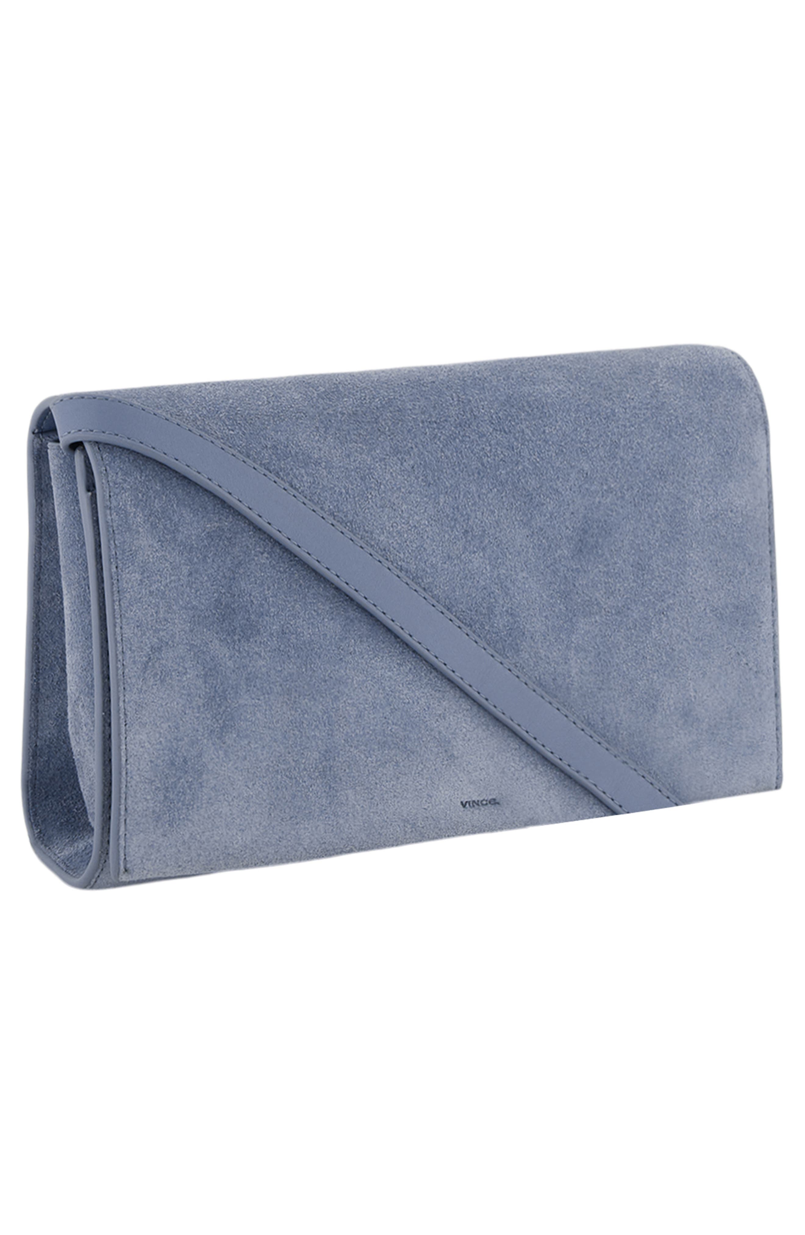 Suede Wallet on a Strap, Alternate, color, AZUL
