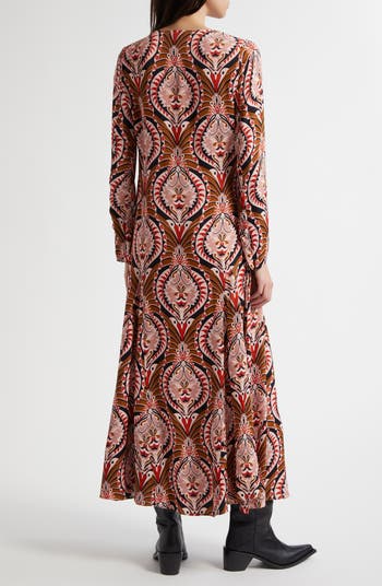 Pineapple Jewelry Long Sleeve Maxi Dress