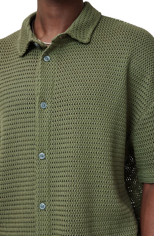 Shop Allsaints Munroe Short Sleeve Button-up Shirt In Eden Green
