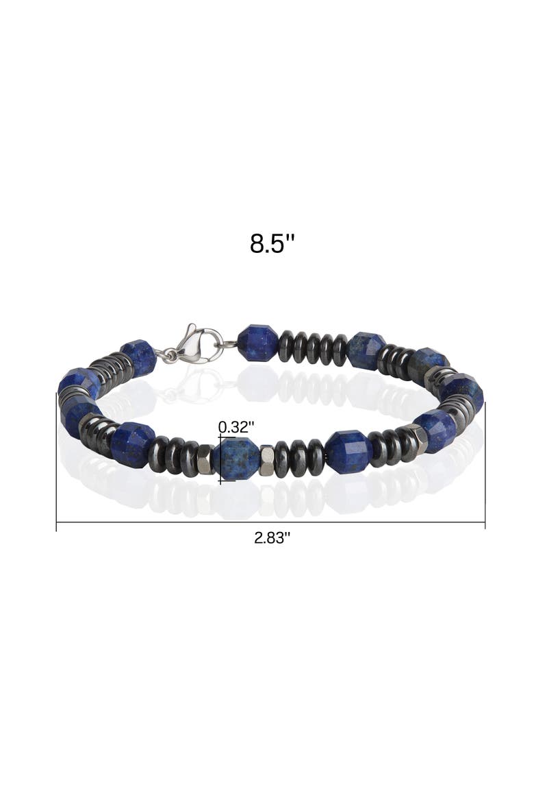 Blue and Black Beaded Bracelets for Men, Lapis and Hematite - 8.5'', Alternate, color, Blue