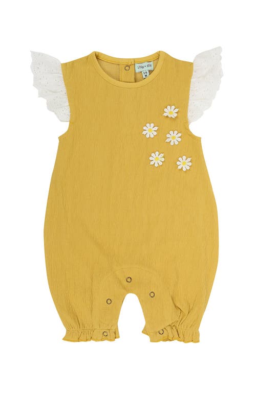 Lilly + Sid Organic Cotton Floral Applique Onsie in Yellow  product