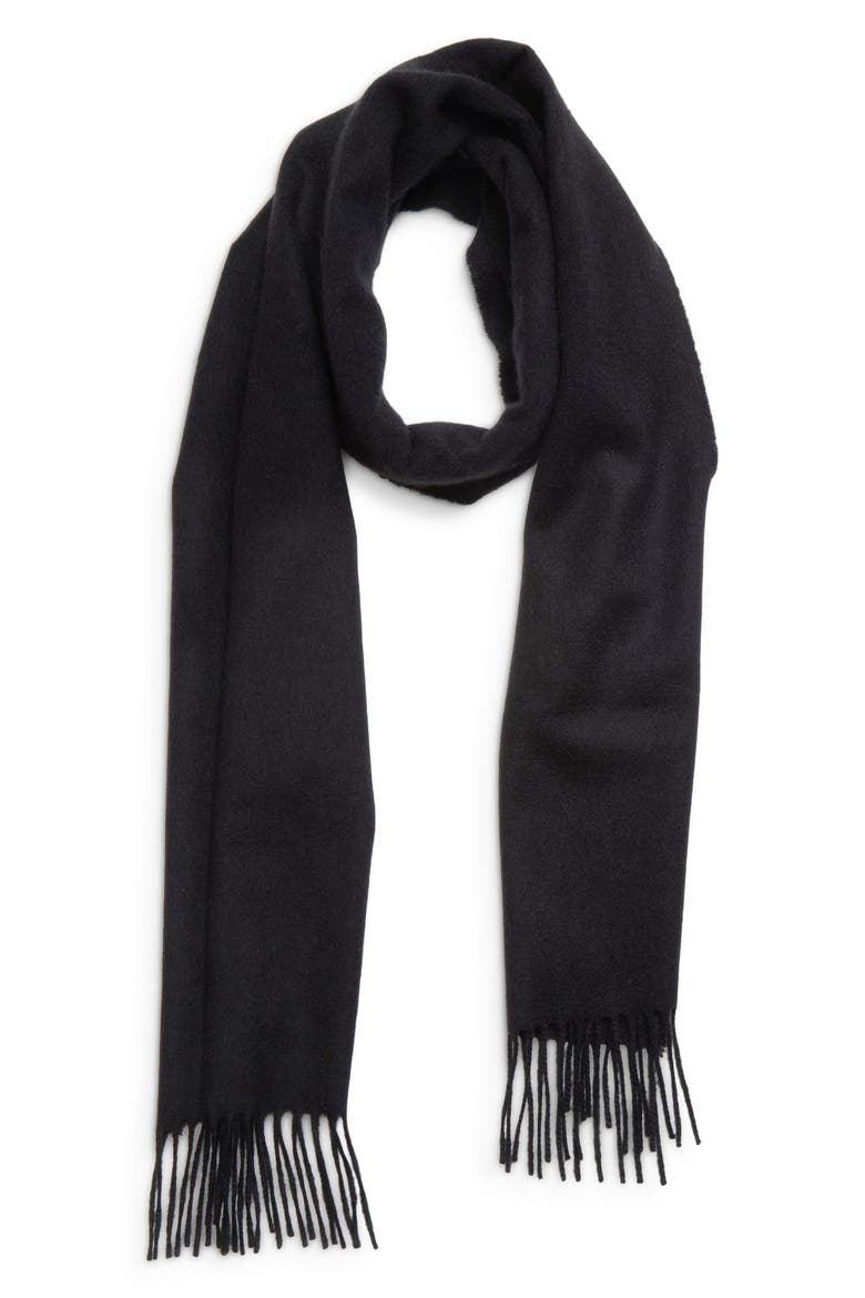 Cashmere Fringe Scarf, Alternate, color, BLACK